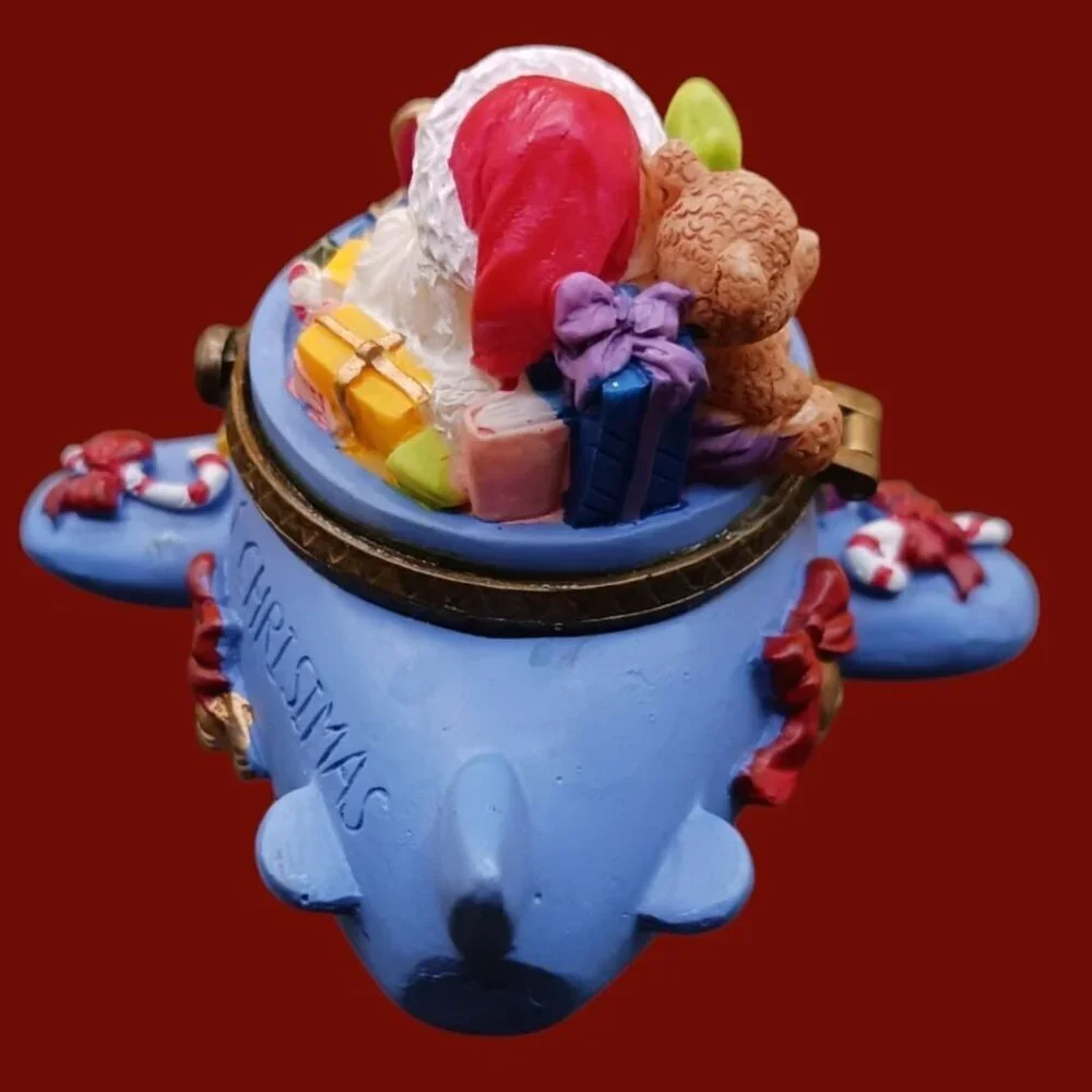 Santa Claus Airplane Trinket Box With Holiday Decorations & Gifts